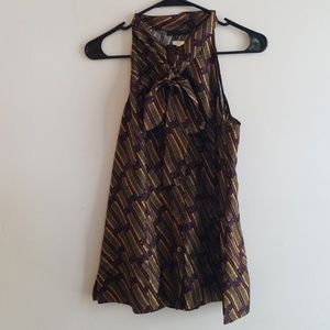 L.A.M.B. Silk Safety Pin Novelty Print Blouse S